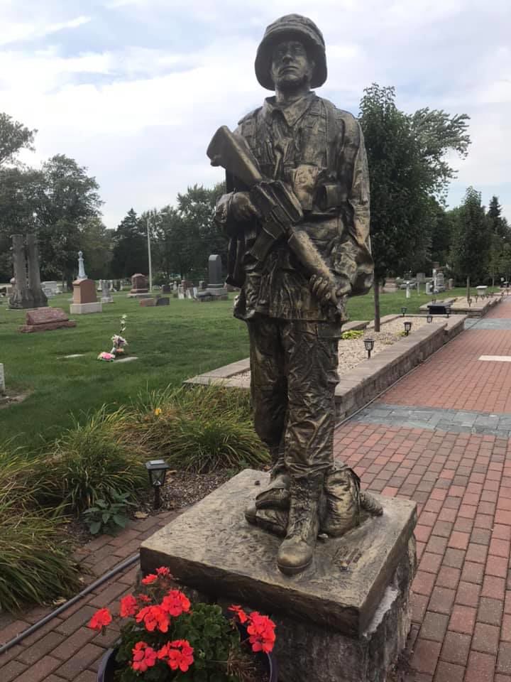 'It's a disgrace': Soldier statue vandalized in Crown Point cemetery, manager says